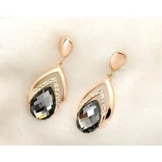 18K Gold Plated Black Stone Earrings